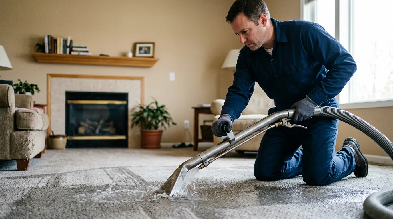 Water damage restoration technician working near Green Valley, IL